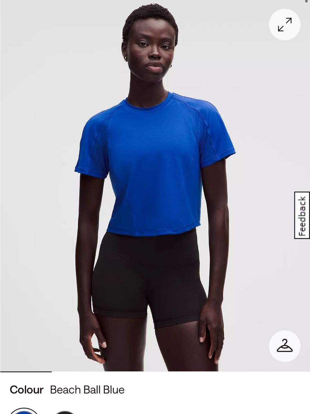 lululemon athletica Beach Ball Blue Short Sleeve Crop Tee